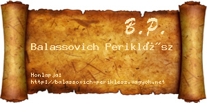 Balassovich Periklész névjegykártya